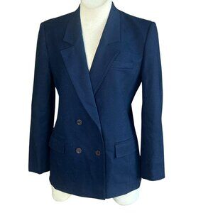 Pendleton Vintage Navy Blue 100% Wool Flannel Double Breasted Blazer Size 8 P